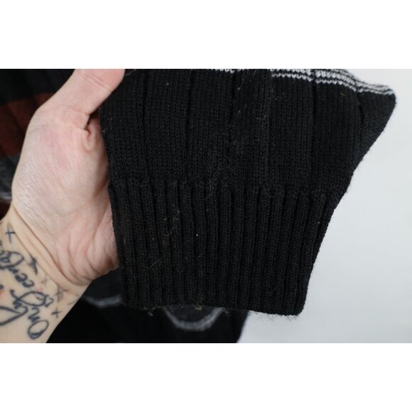 Vtg 90s Streetewar Mens XL Earth Tone Striped Color Block Ribbed Knit Sweater - Picture 4 of 9
